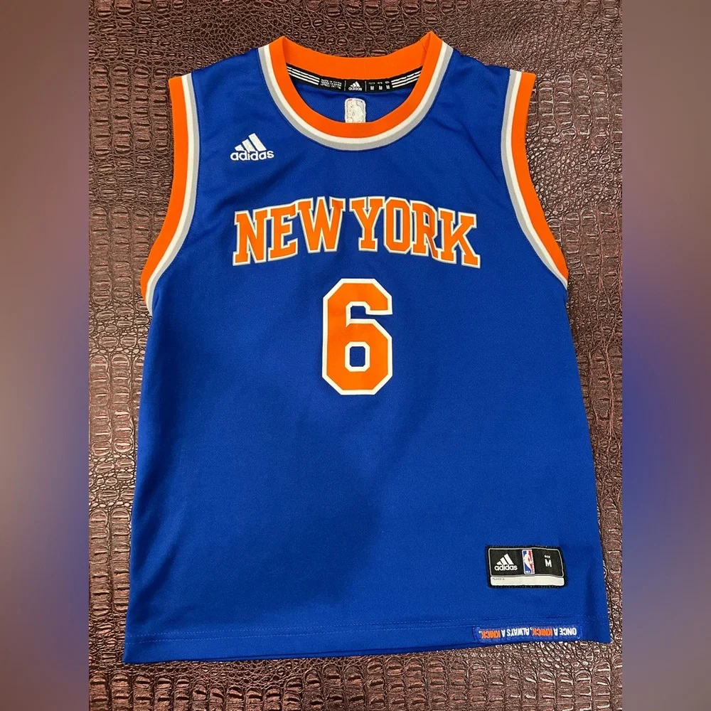 Youth New York Knicks Porzingis adidas Blue boys kids Jersey medium 10 12 LN